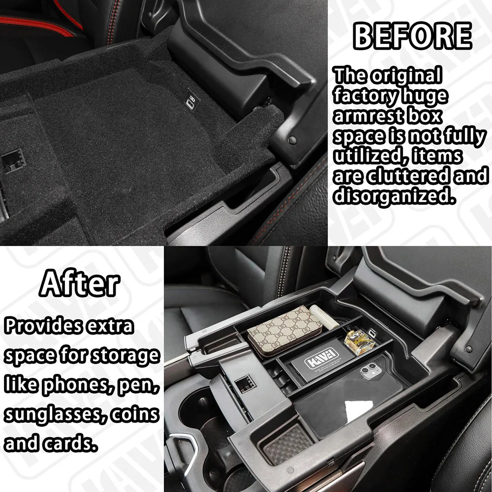 Center Console Organizer For Dodge RAM 1500 2019-2025 - Armrest Tray & Door Handle Storage Box Set