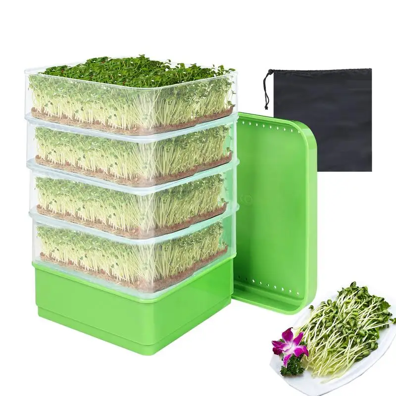 

Sprout Dish Growing Tray Square Stackable Bean Sprouts Germination Kit Alfalfa Germination Pot Household Seeding Pot With Cover