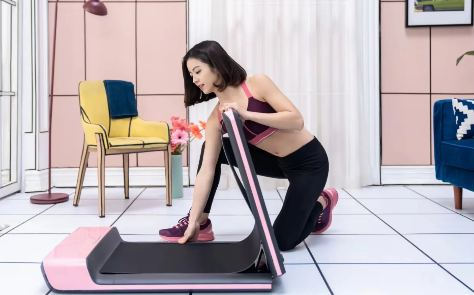 Running Machine,Easy Moving Mini , Fitness Equipment Walking Treadmill with Smart App,Suitable for Home and Gym