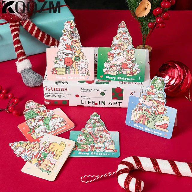 Mini carte de vœux de noël pour enfants, cartes de vœux de noël avec  enveloppe, carte postale du nouvel an, cadeau de fête de noël - AliExpress