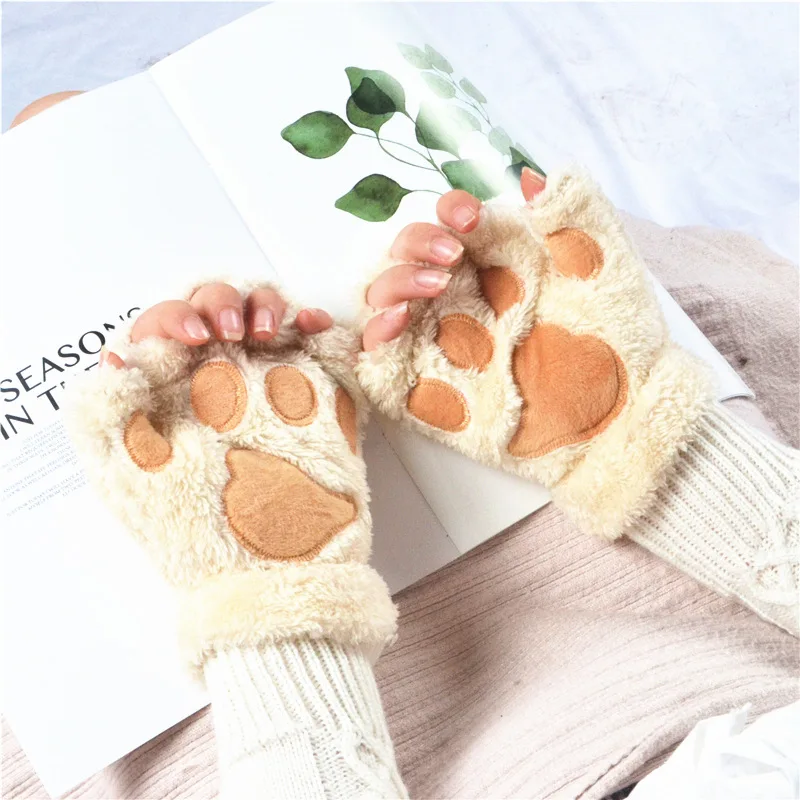 Gants En Fourrure De Dessin Animé - Chauffe-mains Patte De