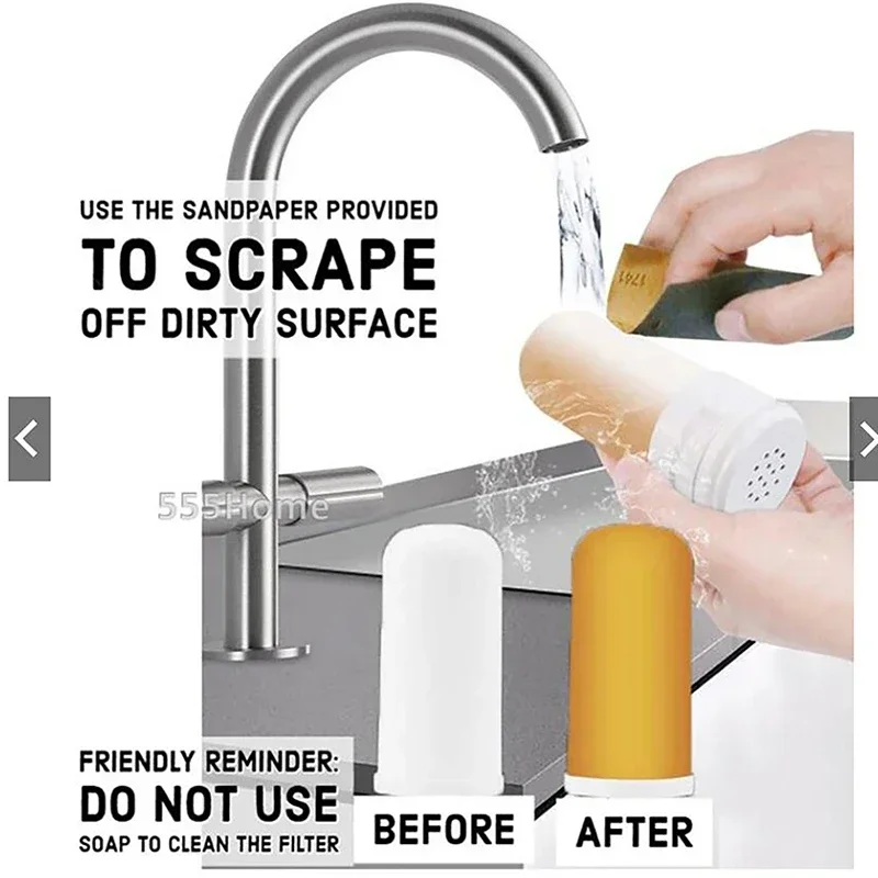 Faucet Water Filter Activated Carbon Replaceable Tap Water Filter Cartridges Kitchen Faucet Tap Purifier Ceramic Element