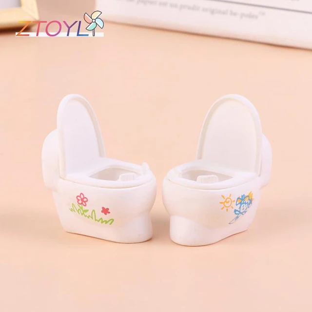 Maison de poupée blanche, meubles de salle de bain, cuvette de toilette,  modèle blanc, décor Miniature, bébé, jouets, accessoires - AliExpress