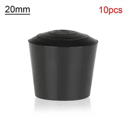 Set of 10 Black Non - Slip Rubber Chair Leg Caps (20mm)