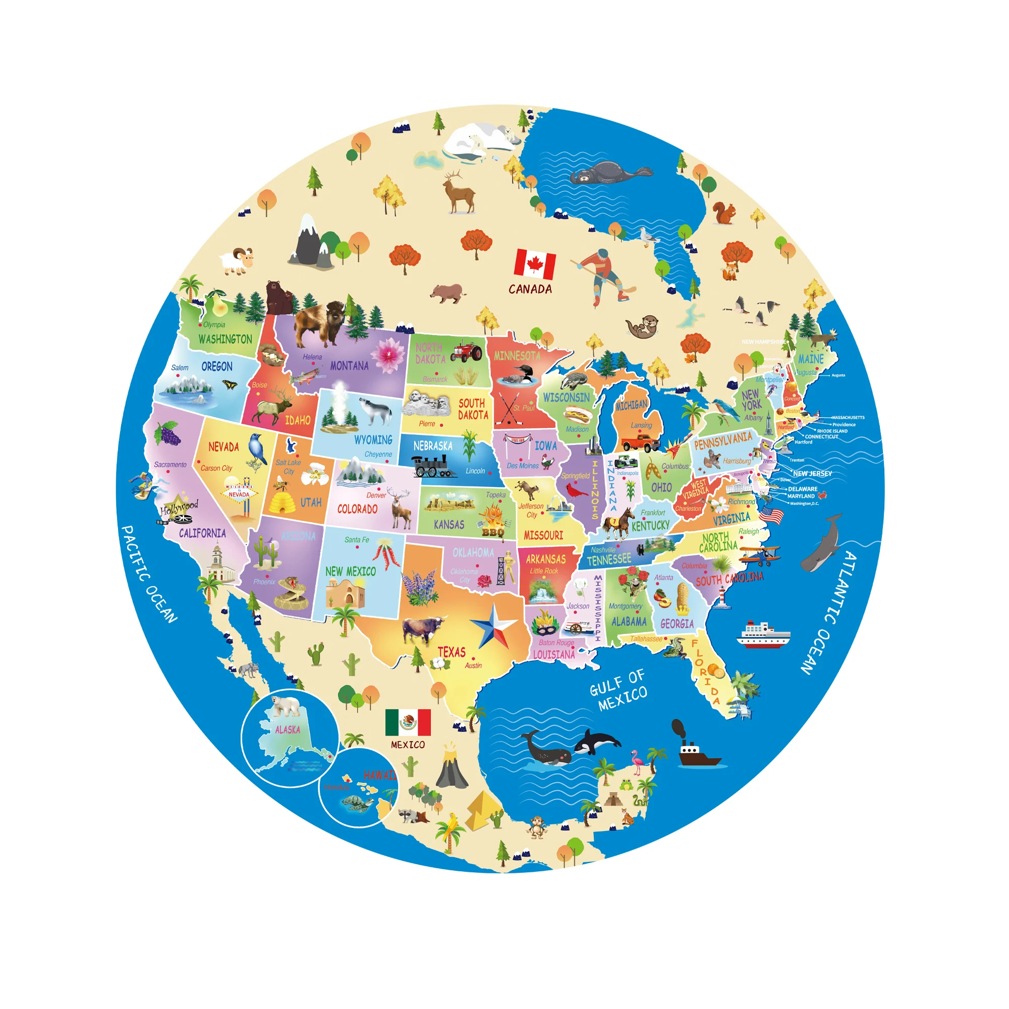 70 Piece Puzzle for Kids, Jigsaw Puzzles, Educational Toy, Large Round Floor Puzzles for Kids, Christmas Birthday Gift for Kids 3