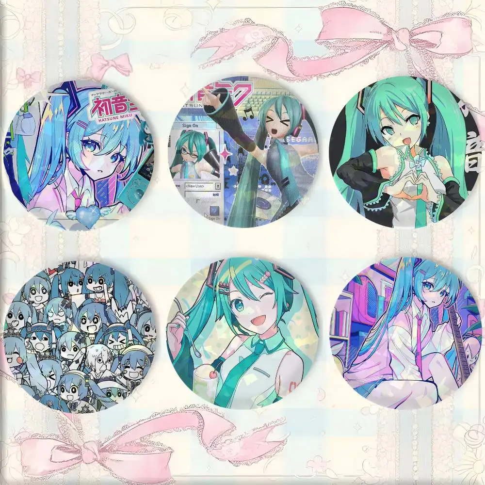 Hatsune Miku Inspired Round Snap-in Brooches - Rock Band Lapel Pins and Badges - Fan Collection Accessories & Handmade Jewelry Gifts