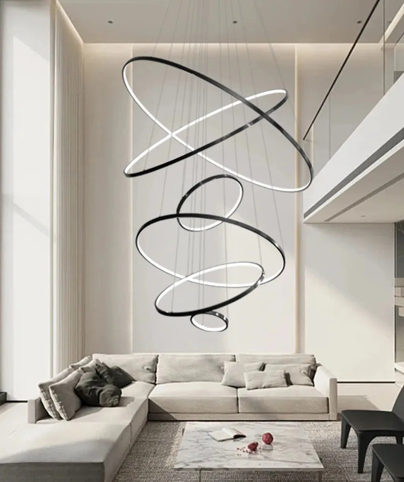 

Phube Lighting Modern Chandelier Lighting For Staircase Large Ring Hanging Lamp For Foyer Villa Lobby Hanging Light Fixture