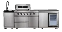 Armoire de cuisine extérieure, gril en acier inoxydable argenté, évier de Barbecue sans fumée de qualité supérieure pour pique-nique, matériau métallique 2