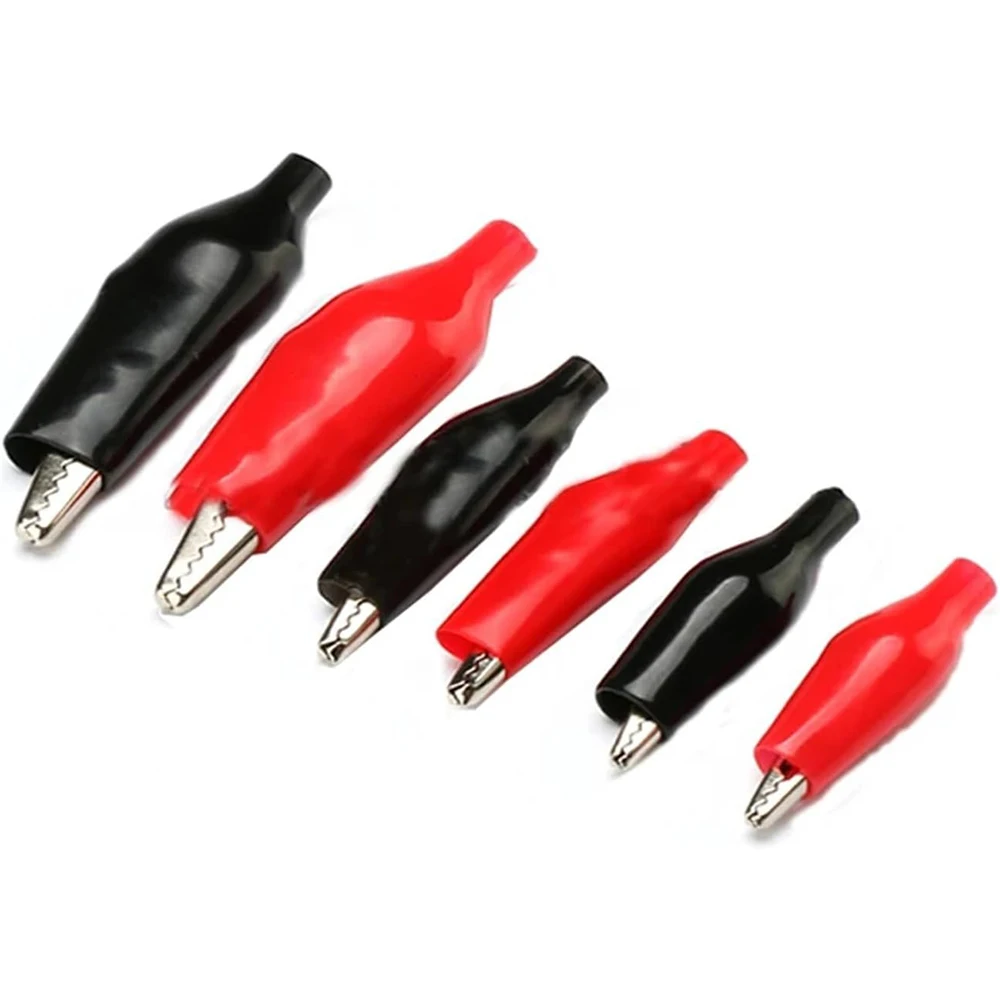 Metal Alligator Clip 28/35/45mm Crocodile Electrical Clamp Testing Probe Meter 28MM 35MM 45MM Black Red Plastic Boot 20pcs