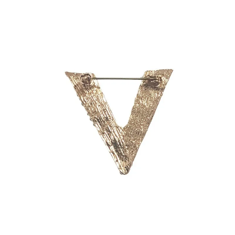 Letter V brooch women's versatile safety pin cardigan sweater accessories chest flower diamond inlaid style new accessories airplane brooch