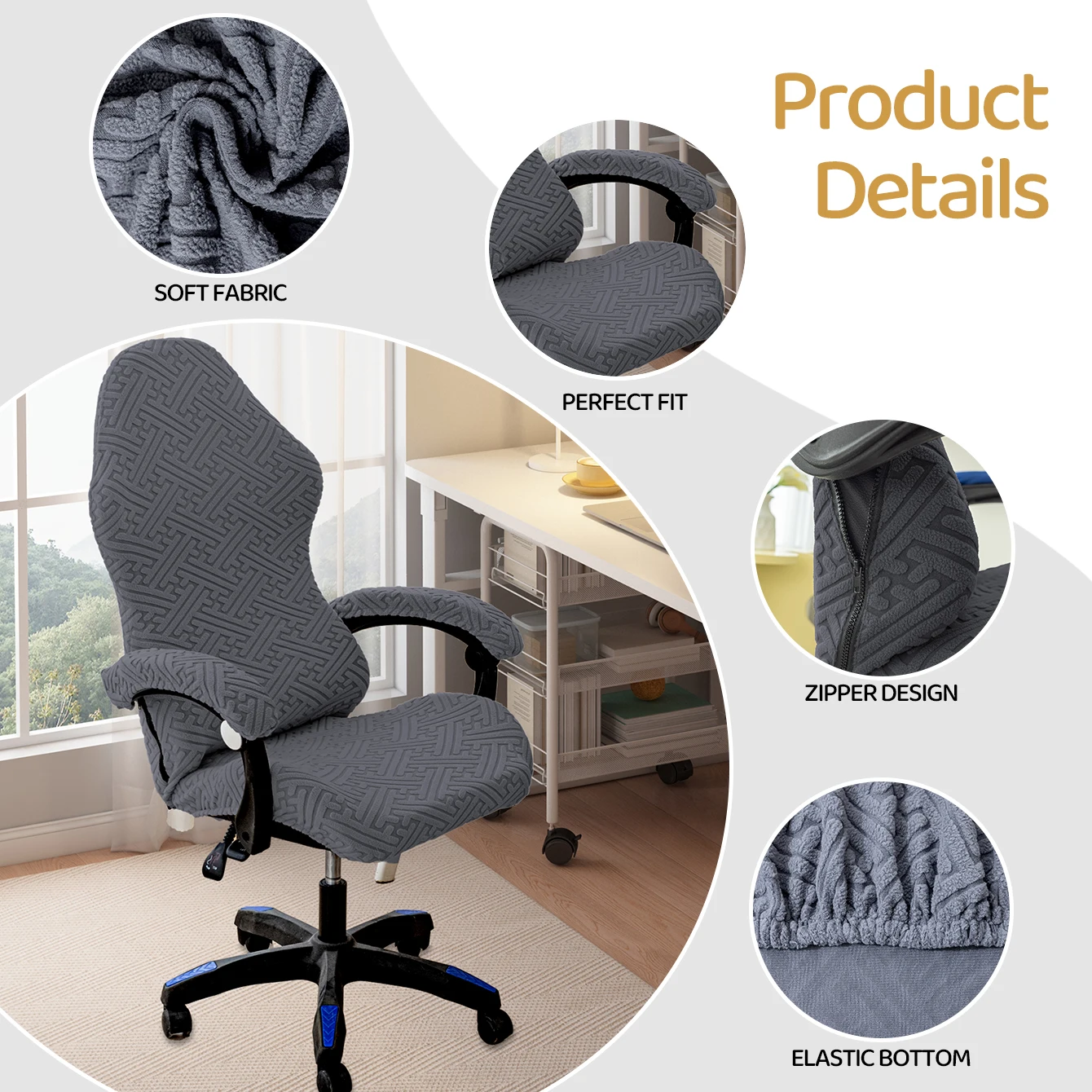 Thick Jacquard Gaming Chair Cover Esports Chair Cover Computer Racing Game with Armrest dining chair cover