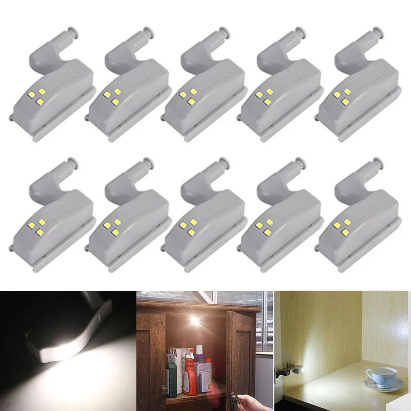 Sensor LED Lights 10PCS Auto Sensor LED Inner Hinge Lamp Cabinet Induction Lights Wardrobe Cupboard Light Bedroom Kitchen Door Closet Night Lamp