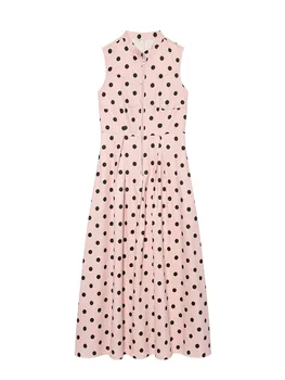 HH Women's New Fashion Polka Dot Dress Sleeveless Pleated Zipper Decoration Midi Dress 2026 Woman Summer Versatile Holiday Dress 1