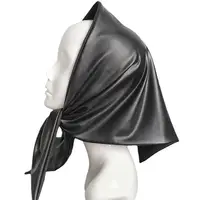 Retro Spicy Girls Black Leather Headscarf for Women Winter Wraps Large Scarves Y2K Streetwear Bandanas Head Cover Triangle Scarf