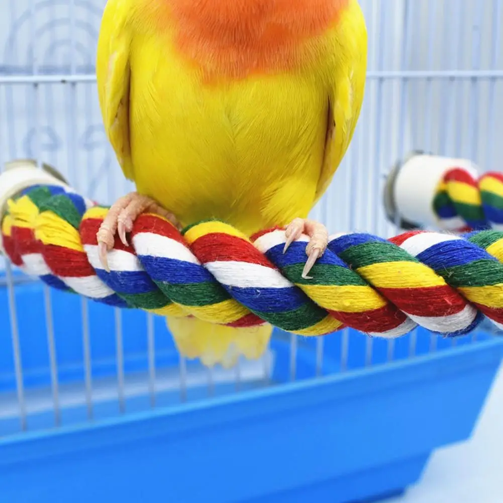 Pet Parrot Standing Perches U-shaped Colorful Bendable Cotton Rope Chew Toy Bird Supplies For Parakeet