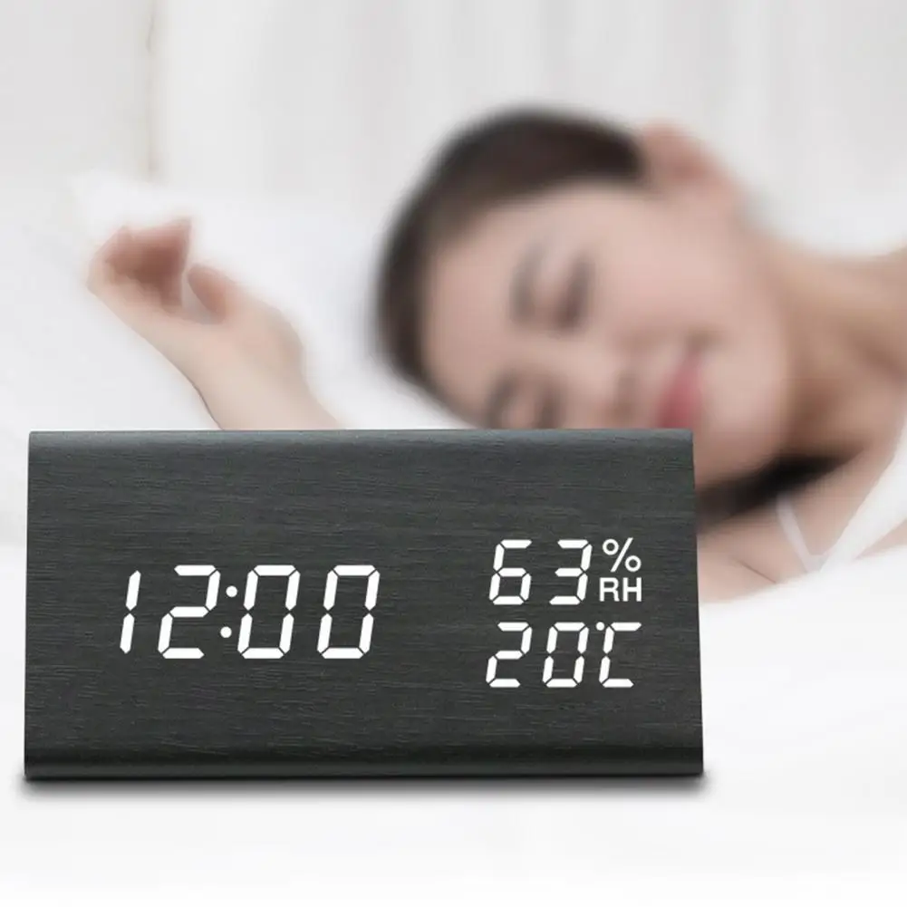 Reloj Despertador Digital Símil Madera Fecha/Temperatura — El Capitán