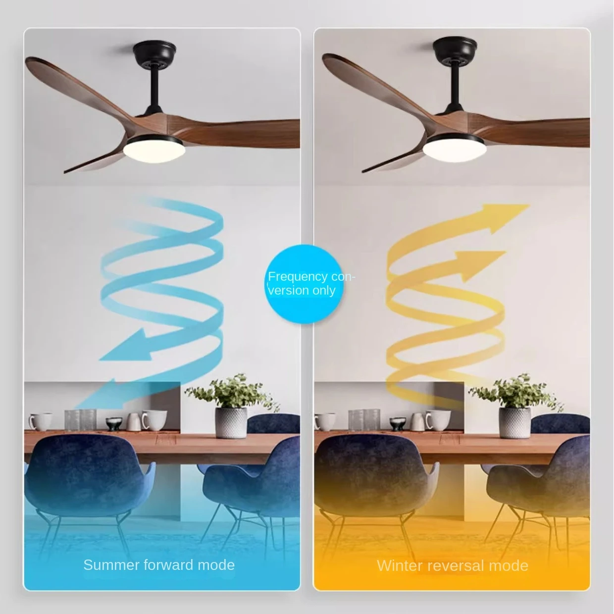 Reversible with Remote Control, Nordic Home, Living Room, Dining Room, Variable Frequency Motor, Electric Fan, Ceiling Light