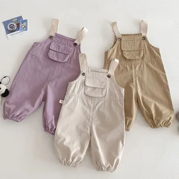 2025 New Spring 0-5Yrs Baby Girls Boys Overalls Kids Jumpsuits Outfits Baby Girls Boys Loose Casual Pants Cotton Trousers