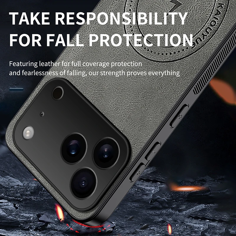 Luxurious Skin-Friendly PU Leather Magnetic Case with Shockproof Wireless Charging Capability