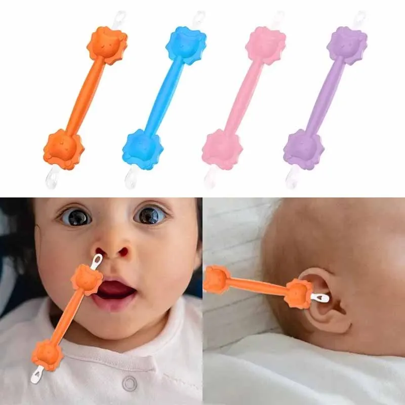Baby Cleaner Spoon Ear Wax Picker 2pcs Ear Nose Cleaning Stick Double Headed Multifunctional Soft Wax Curette Silicone Clean Tweezers