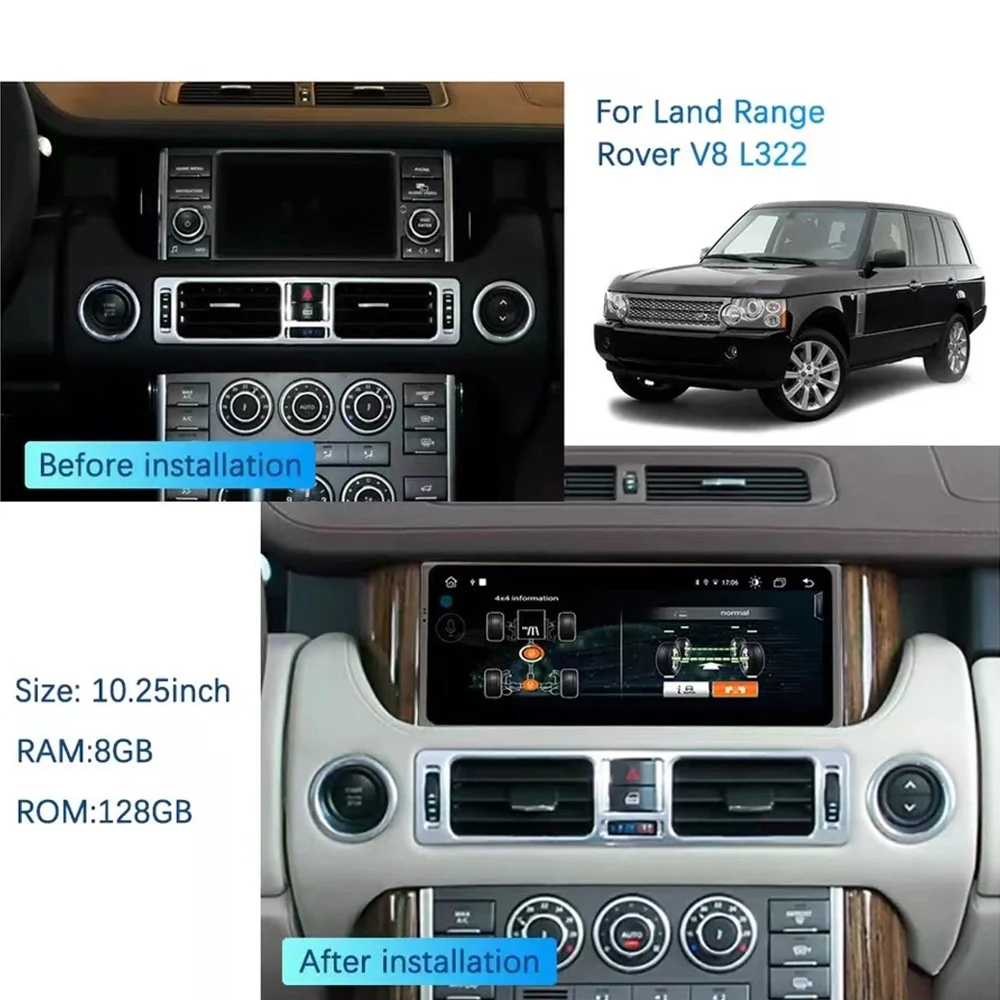 

10.25" Car Radio For Land Range Rover V8 L322 Multimedia Player Auto Stereo Navigation Carplay Head Unit HD Screen DSP 4G WIFI
