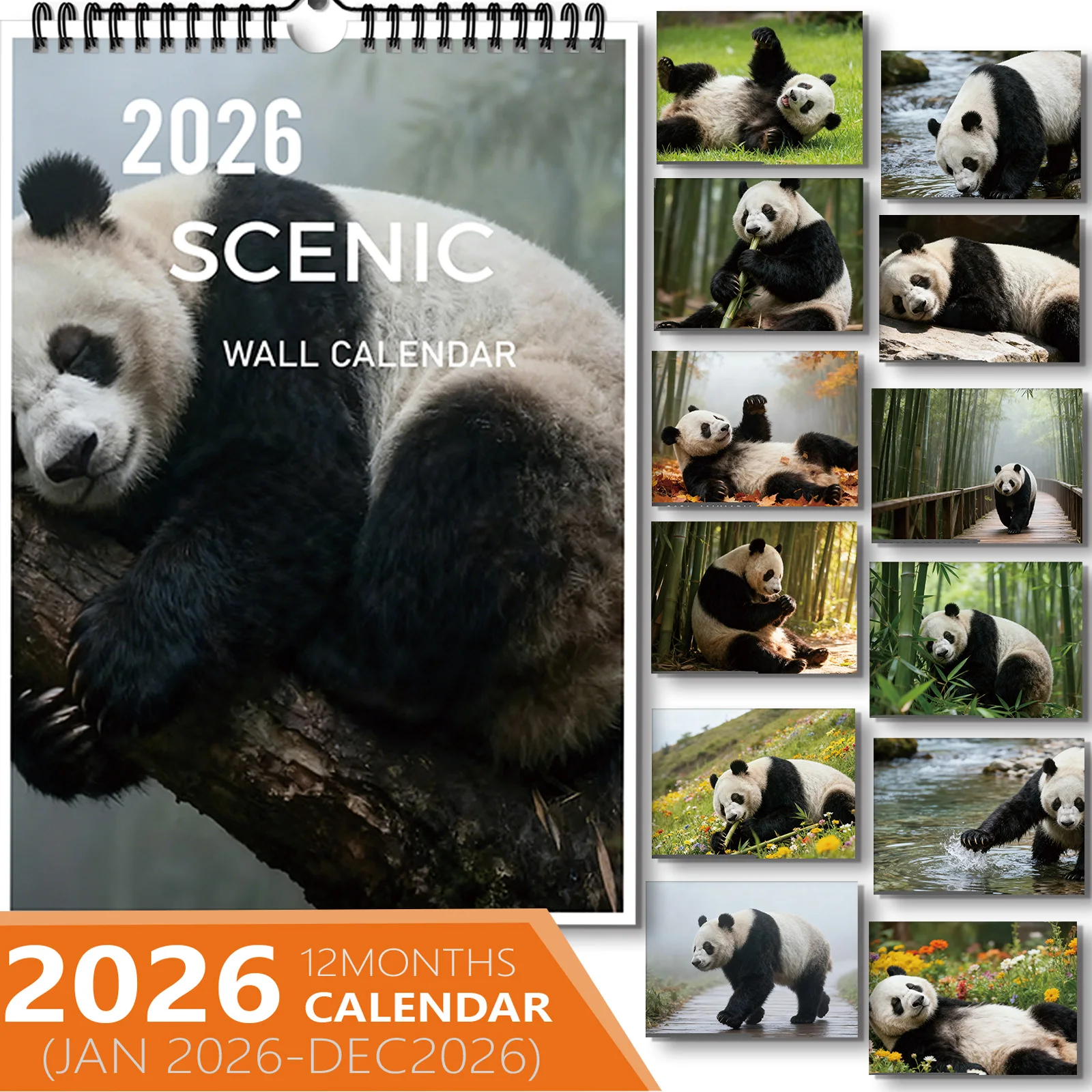 1PC Charming Bamboo Forest Panda Calendar, Fit For Home Decor, Great ...