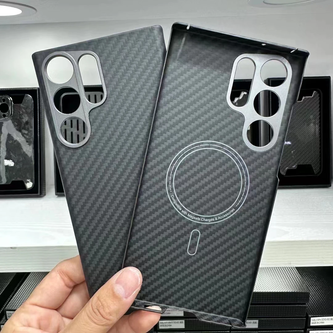 

Magnetic Mag Safe Capa For Samsung Galaxy S23 Ultra Case Real Carbon Fiber Shockproof Hard Cover For Galaxy S23 Plus 5G Cases