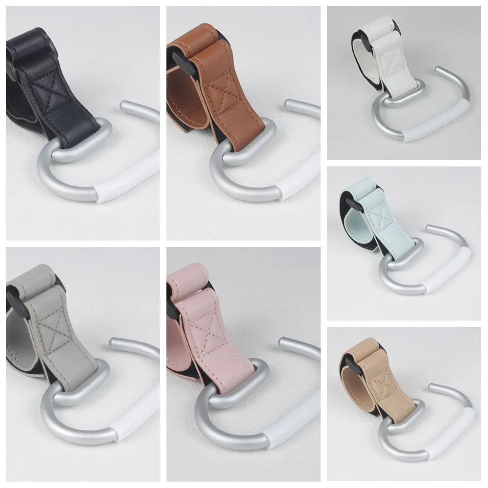 Cute PU Baby Stroller Hooks Solid Color Cart Organizer Hanging Hook Stroller Accessories Cartoon Stroller Accessories Baby