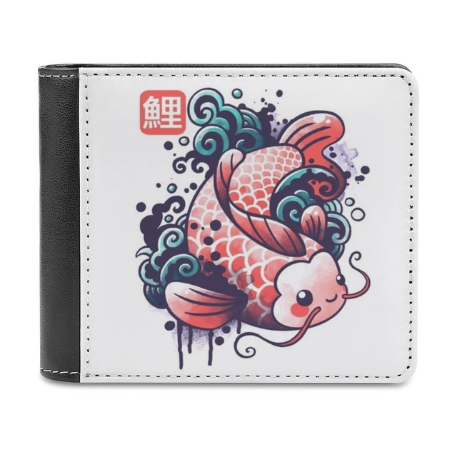 Koi Carp Fish Watercolor Men Wallet Pu Leather Short Male Purses