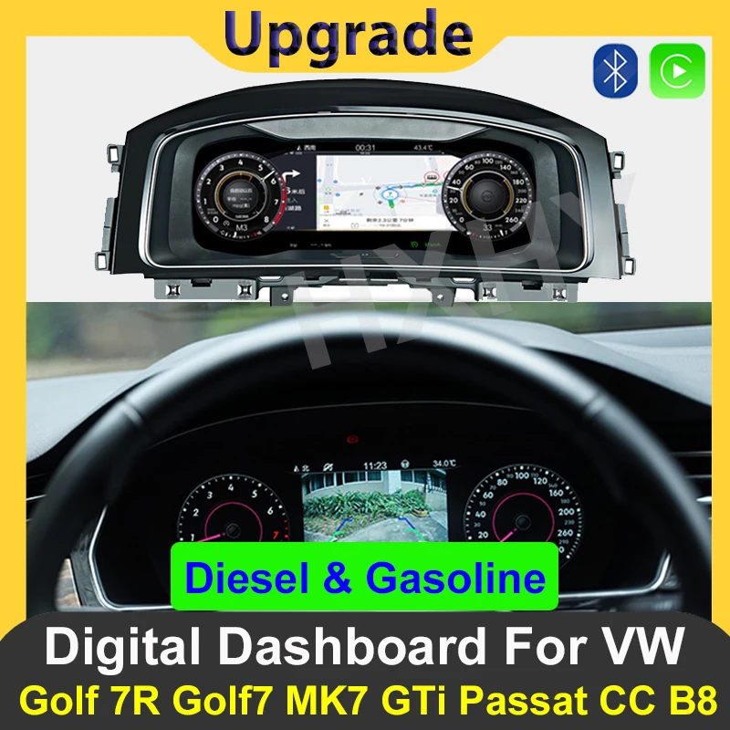 

Car Digital Cluster Instrument CockPit for Volkswagen VW Golf 7 R Golf7 MK7 GTi Passat B8 CC LCD Speedmeters Dashboard Player