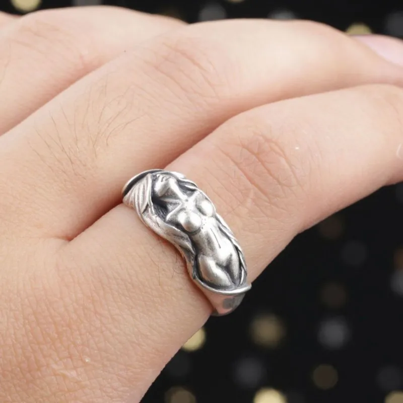 BOCAI New real s925 pure silver fashion ring for woman Mad