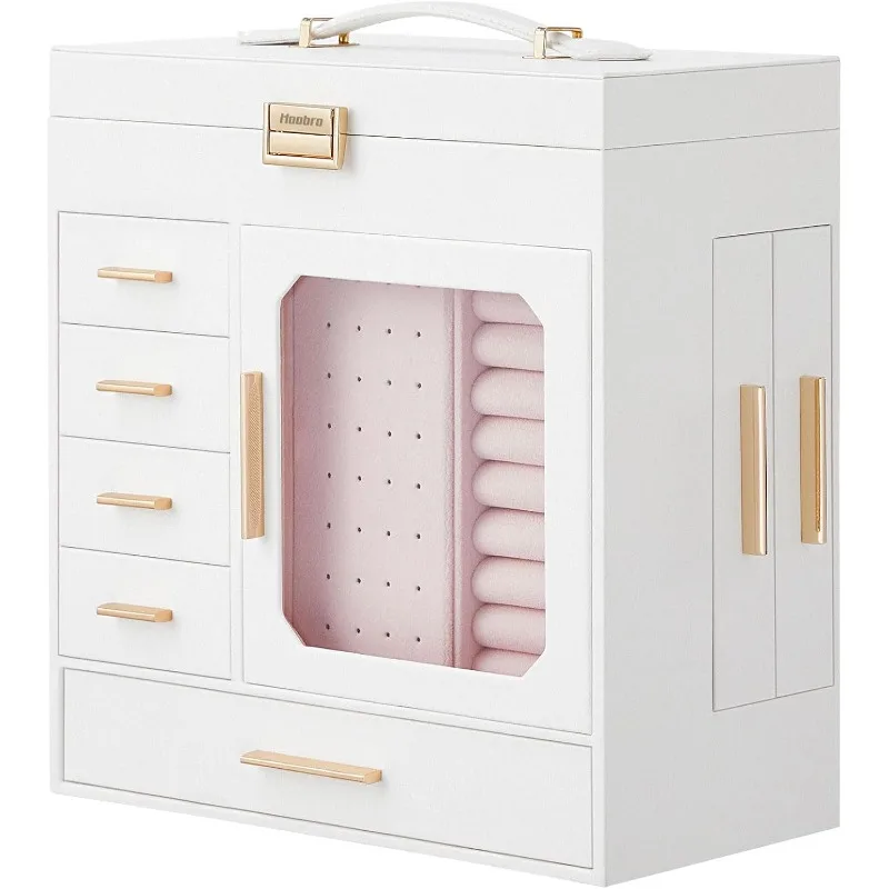 Jewelry Box with Mirror – Large-Capacity Jewelry Organizer Case with Multiple Compartme... - SKU JBM08158 - UGI Packaging