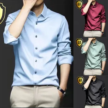 Camicia da uomo 6XL formale manica lunga Primavera e autunno seta ghiaccio di grandi dimensioni business casual alta qualità usura gratuita traspirante 1