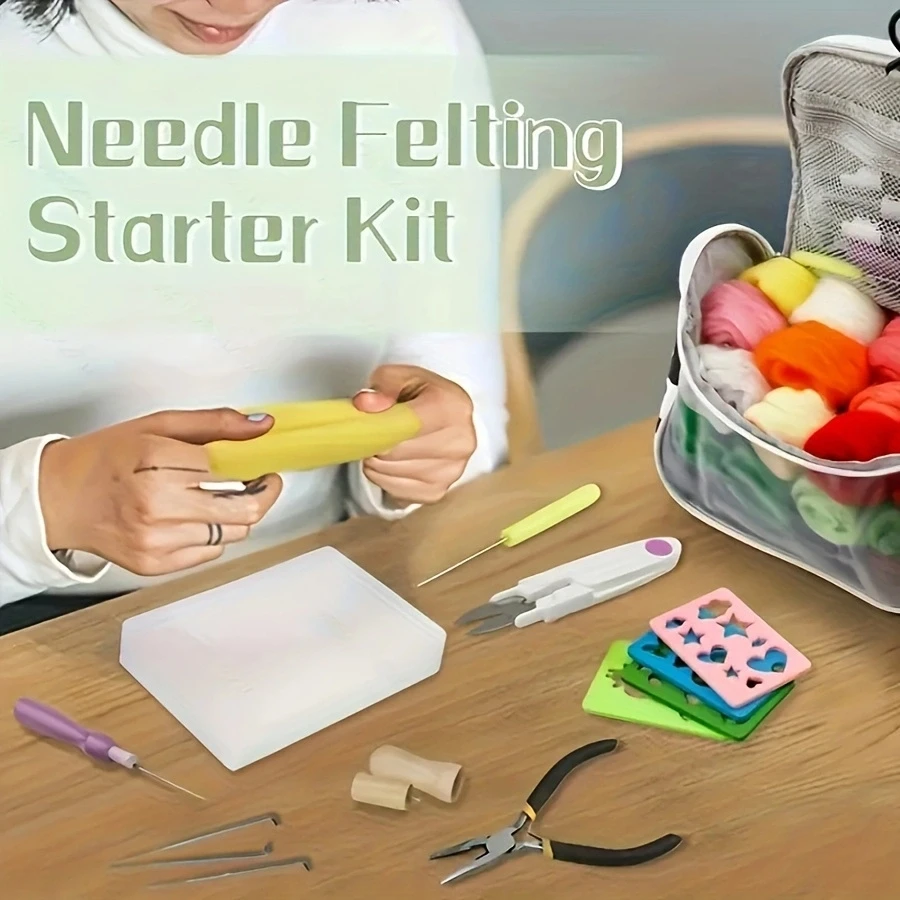 Needle Felting Kit 228PCS Set Wool Roving 50 Colors Felt Tools Storage Bag Needle Felting Starter Kit for DIY Craft wool felting kit needle felt kit