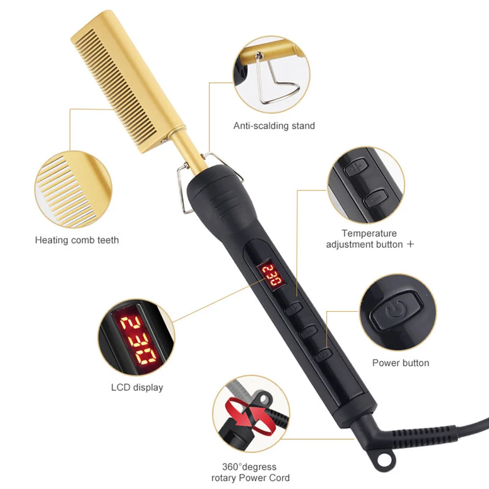 Comb Straightener Flat Iron Straightening Brush Curler Roller Styler Tool for Wigs and African Hair hair straightener hair straightener brush hair straightener comb