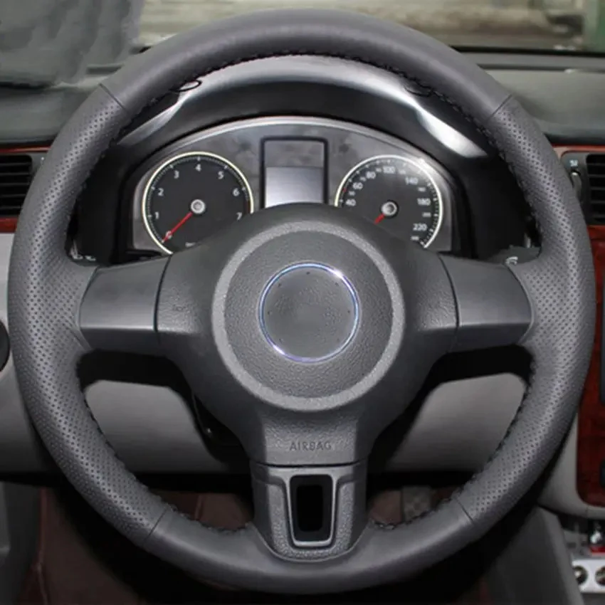 Steering Wheel Cover Hand-stitched Artificial Leather Car Steering Wheel Cover Volkswagen Golf 6 Mk6 VW Polo MK5 2010 2011 2012 2013
