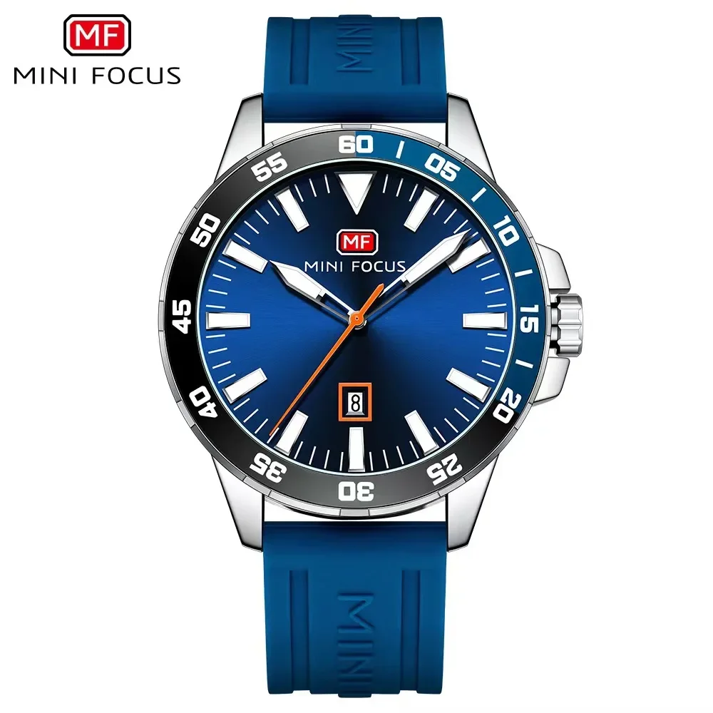 

MINI FOCUS 0020G Men Quartz Clock Male Casual Fashion Men's Silicone Strap Wristwatch with Calendar Luminous Luxury Watch