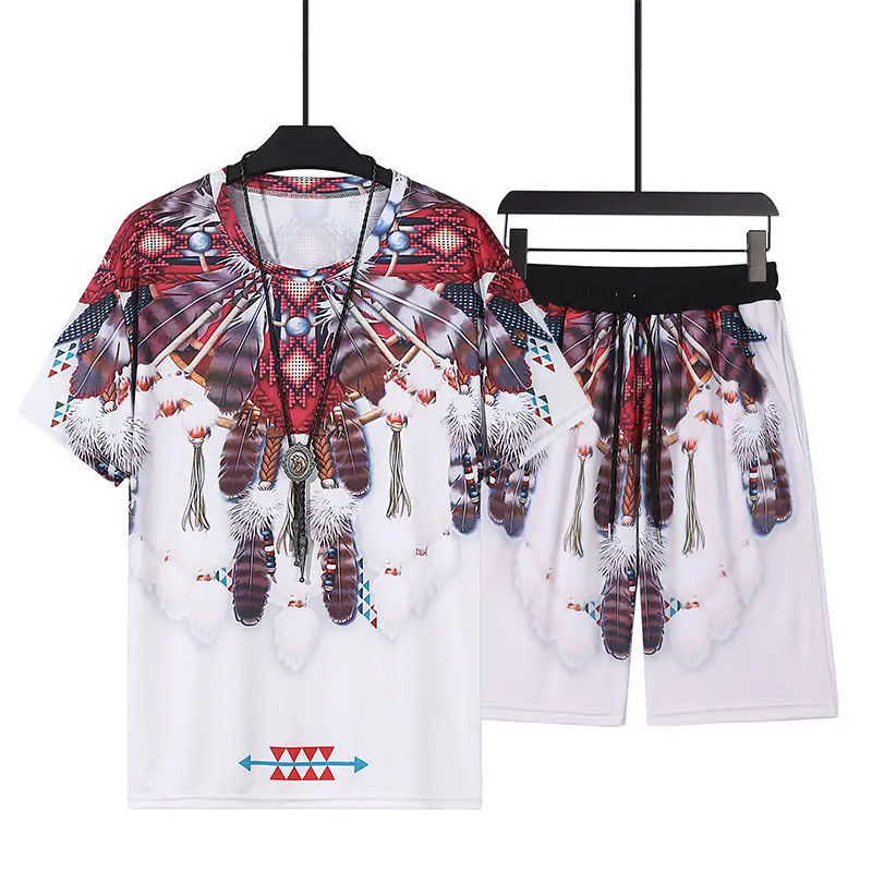 Conjunto deportivo básico esencial para hombre, camiseta, chándal, sudadera de verano, top estético, ropa holgada para hombre, conjuntos de pantalones cortos elásticos S