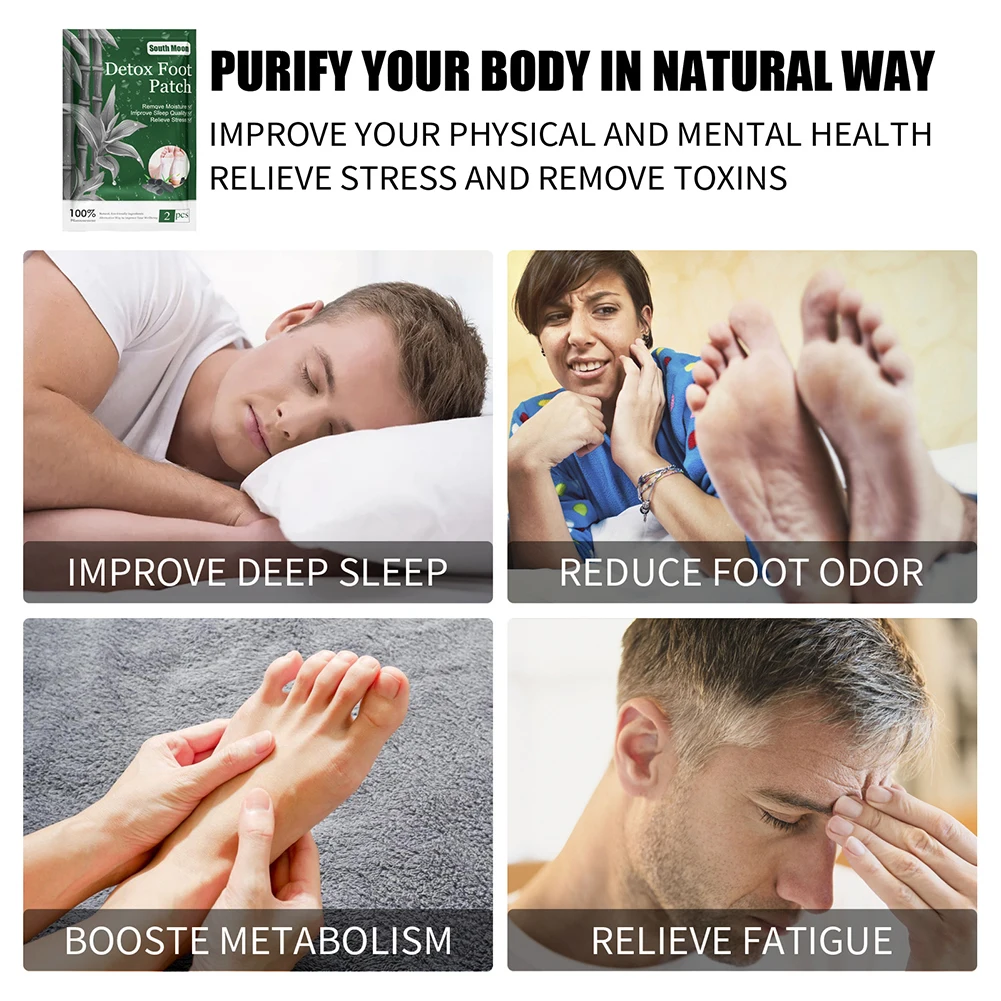 Detox Foot Patches Pads Natural Herbal Stress Relief Feet Body Toxins Detoxification Cleansing Pad Health Care Foot Stick