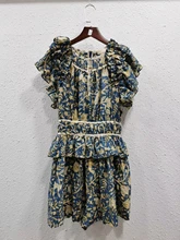  Floral Print Women's Jumpsuit o-neck high waist ruffle fashion lady playsuits 