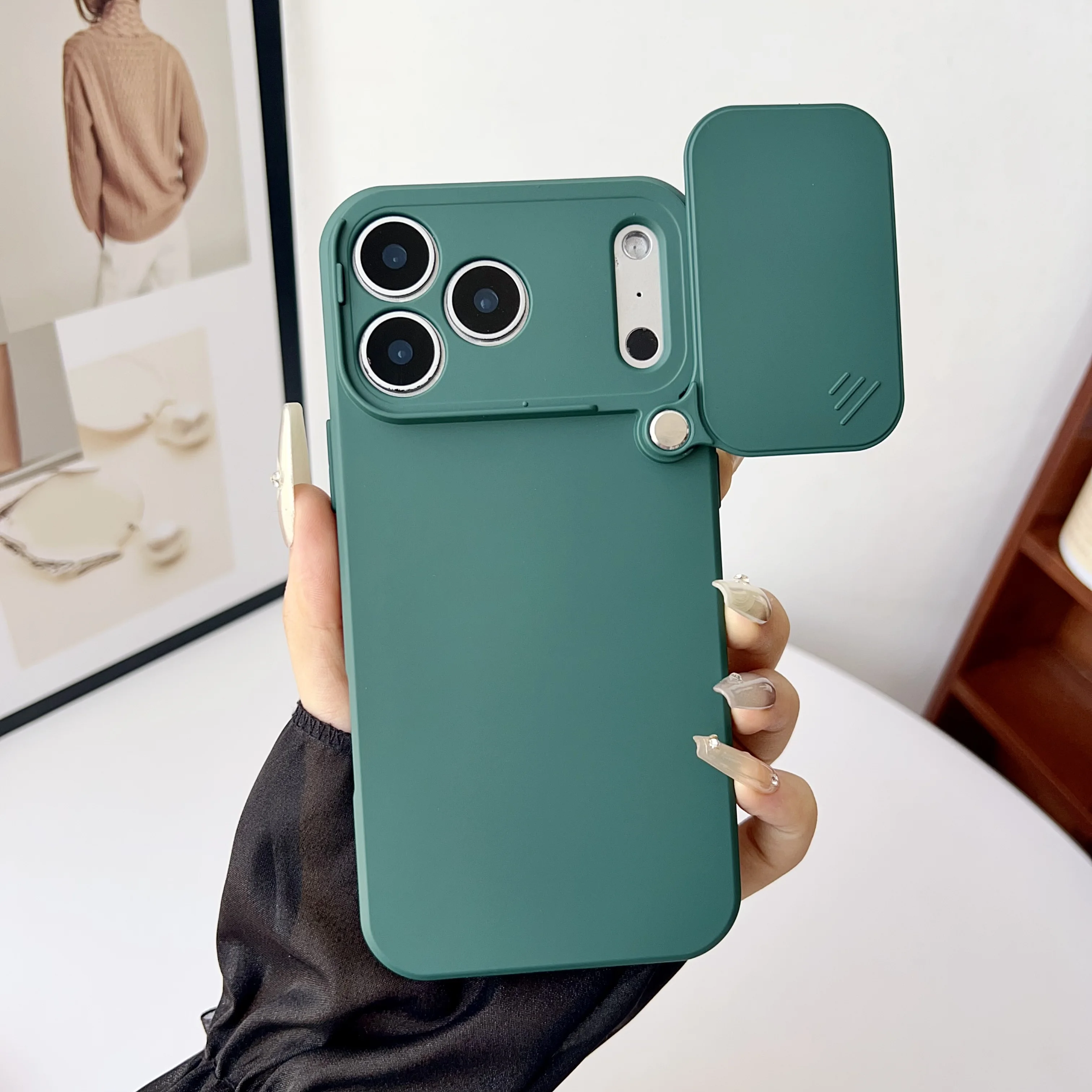 Slide Camera Lens Protection Soft Silicone Shockproof Bumper Phone Case
