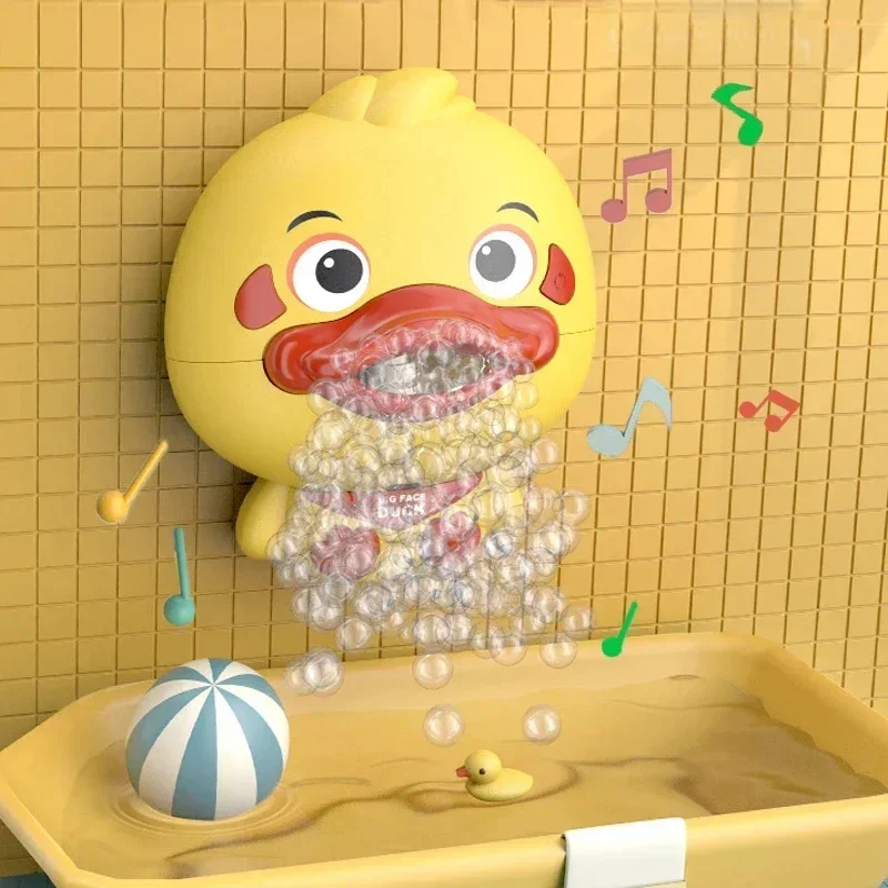 New Electric Bath Bubble Duck Fun Children Bath Bubble Machine Swimming Pool Bathtub Bath Toys Children Bathroom Toys 2