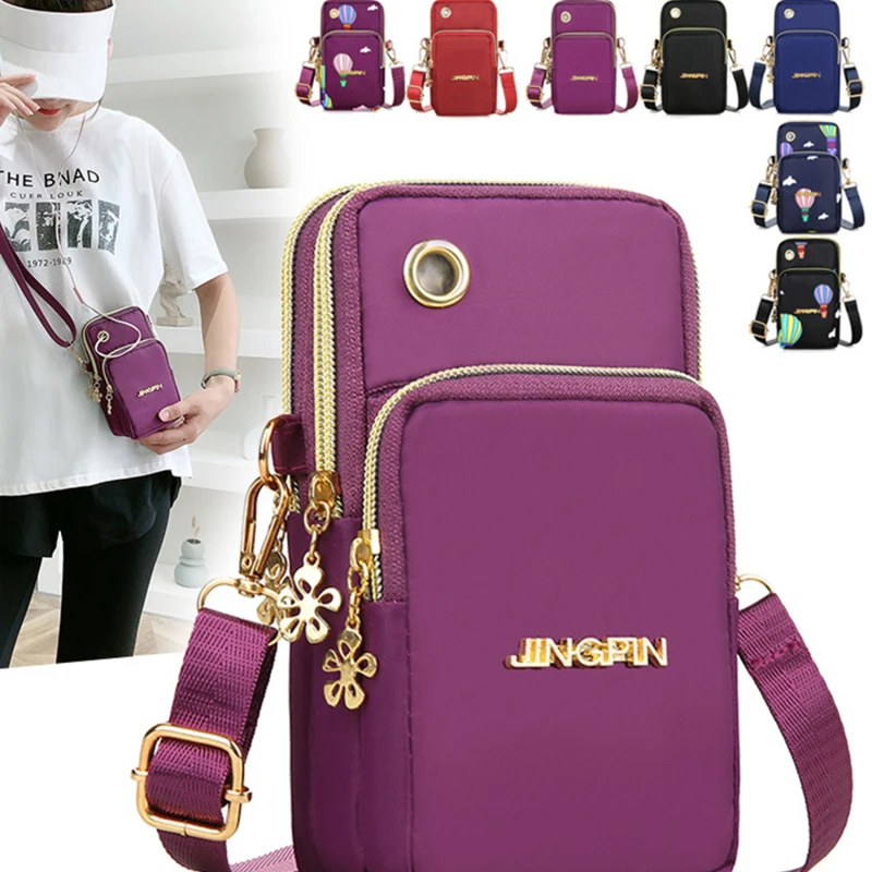 

New Balloon Mobile Phone Crossbody Bags for Women Fashion Women Shoulder Bag Cell Phone Pouch with Headphone Plug 3 Layer Wallet