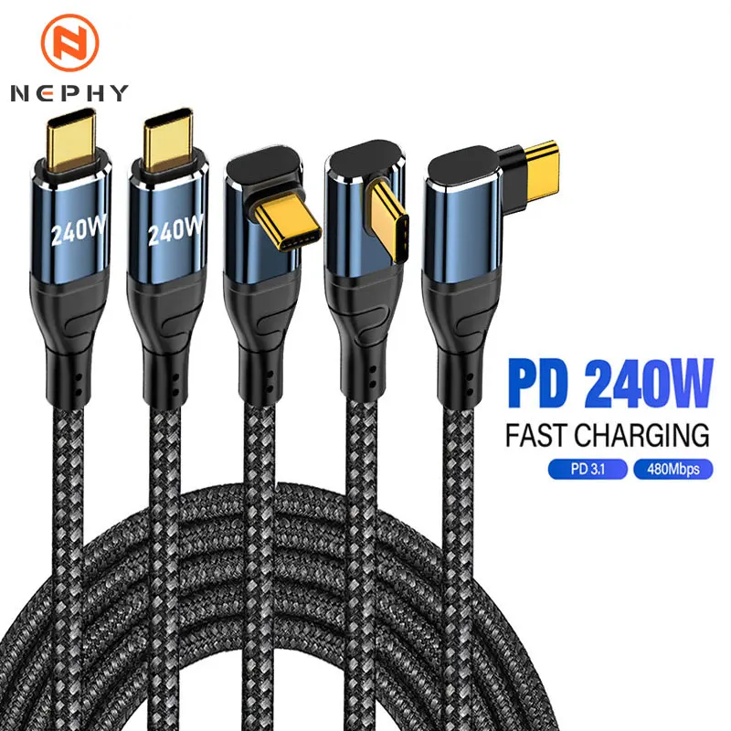 240W High-Speed USB Type-C Charging Cable - Super Fast Charge & Data Transfer, 2m/3m Lengths