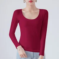 MRMT 2026 Nouveau T-shirt en coton pour femme à manches longues, couleur unie, T-shirts décontractés pour femme, hauts et tee-shirts pour femme 3