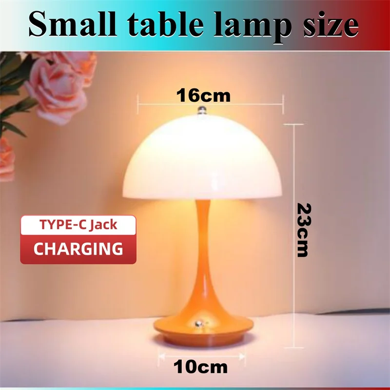 USB Small Desk Lamp 3-Color LED Light Source Switching Acrylic Lampshade ABS/PC Lamp Body Built in 1800mAh Battery Bedside