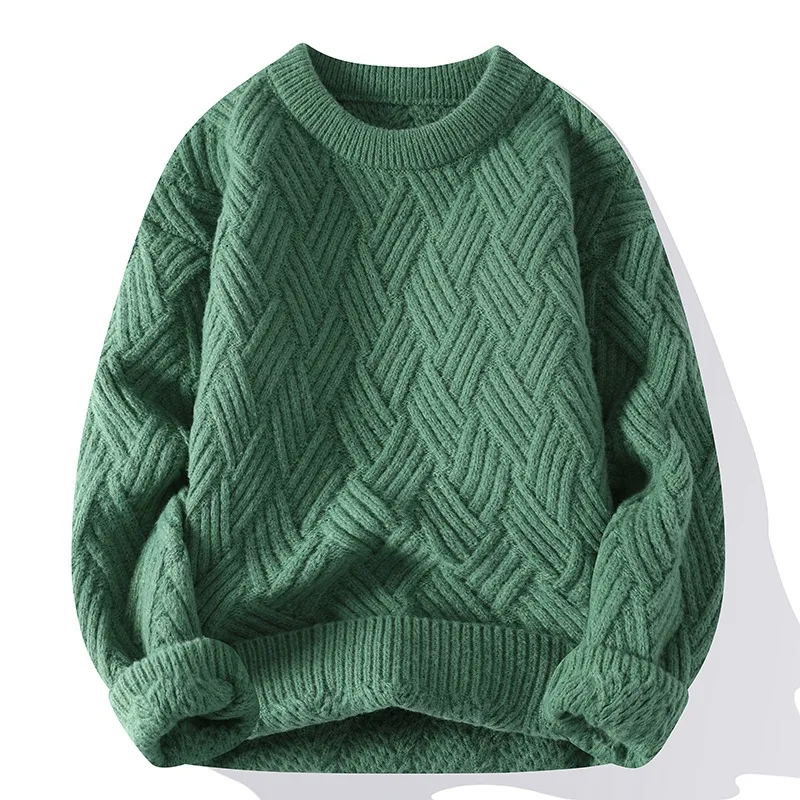 

2023 Autumn winter Men's Casual Pullover Wool sweater Warm winter men's round neck solid sweater men Fashion twist knit sweater