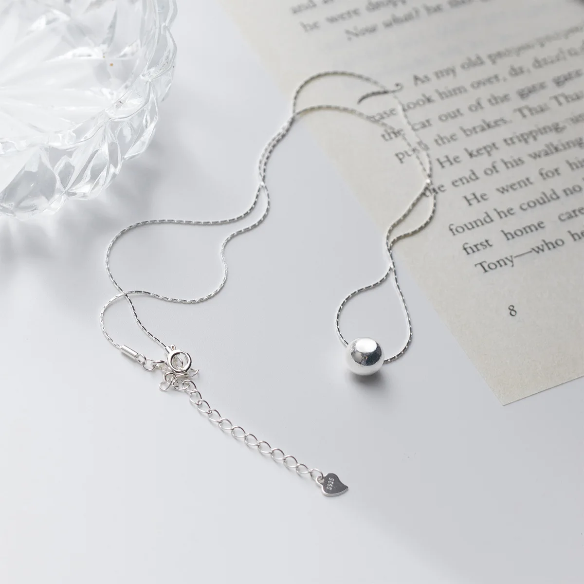 

TOYOOSKY 100% 925 Sterling Silver Ball Necklace Silver Bean INS Simple Light Bead Collar Chain Birthday Gift