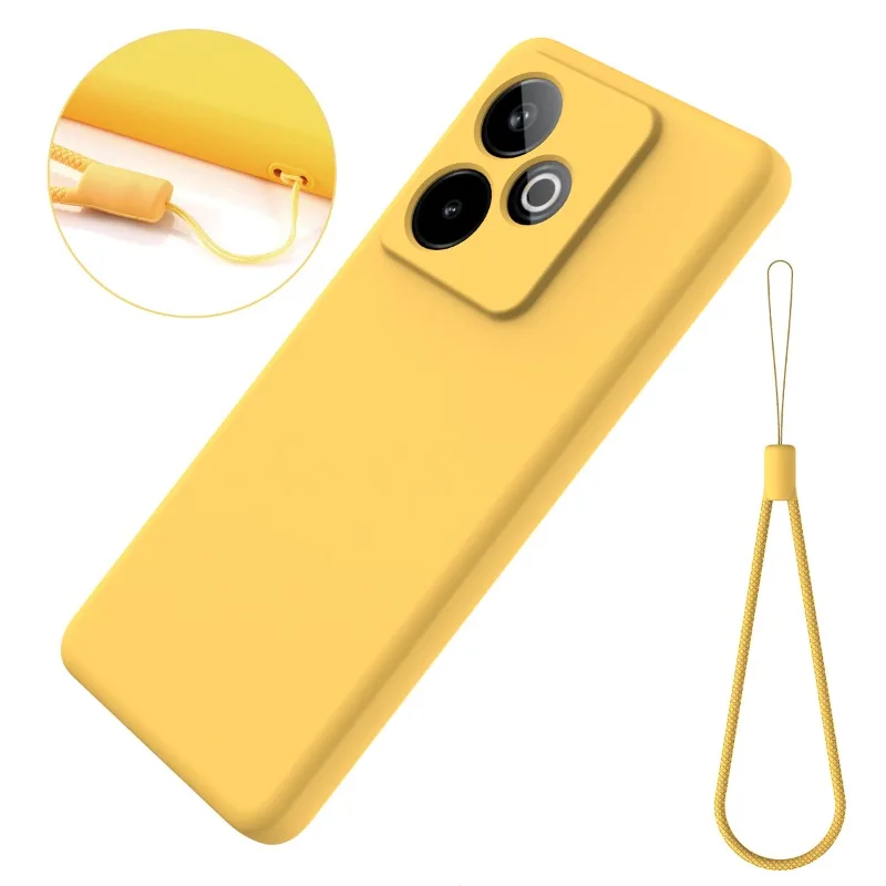 Luxury Liquid Silicone Shockproof Matte Phone Case with Soft Bumper and Lanyard