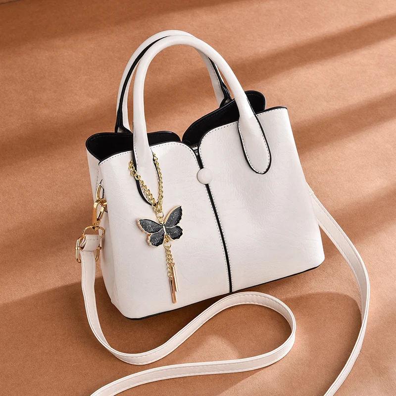Faux Leather Handbag For Women With Butterfly Zircon Motif And Sparkling Accents main image 1